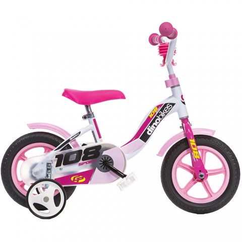 Bicicleta copii Dino Bikes 10" 108 Sport alb si roz
